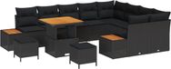 vidaXL Tuinbank Set 12-delig Zwart Polyrattan