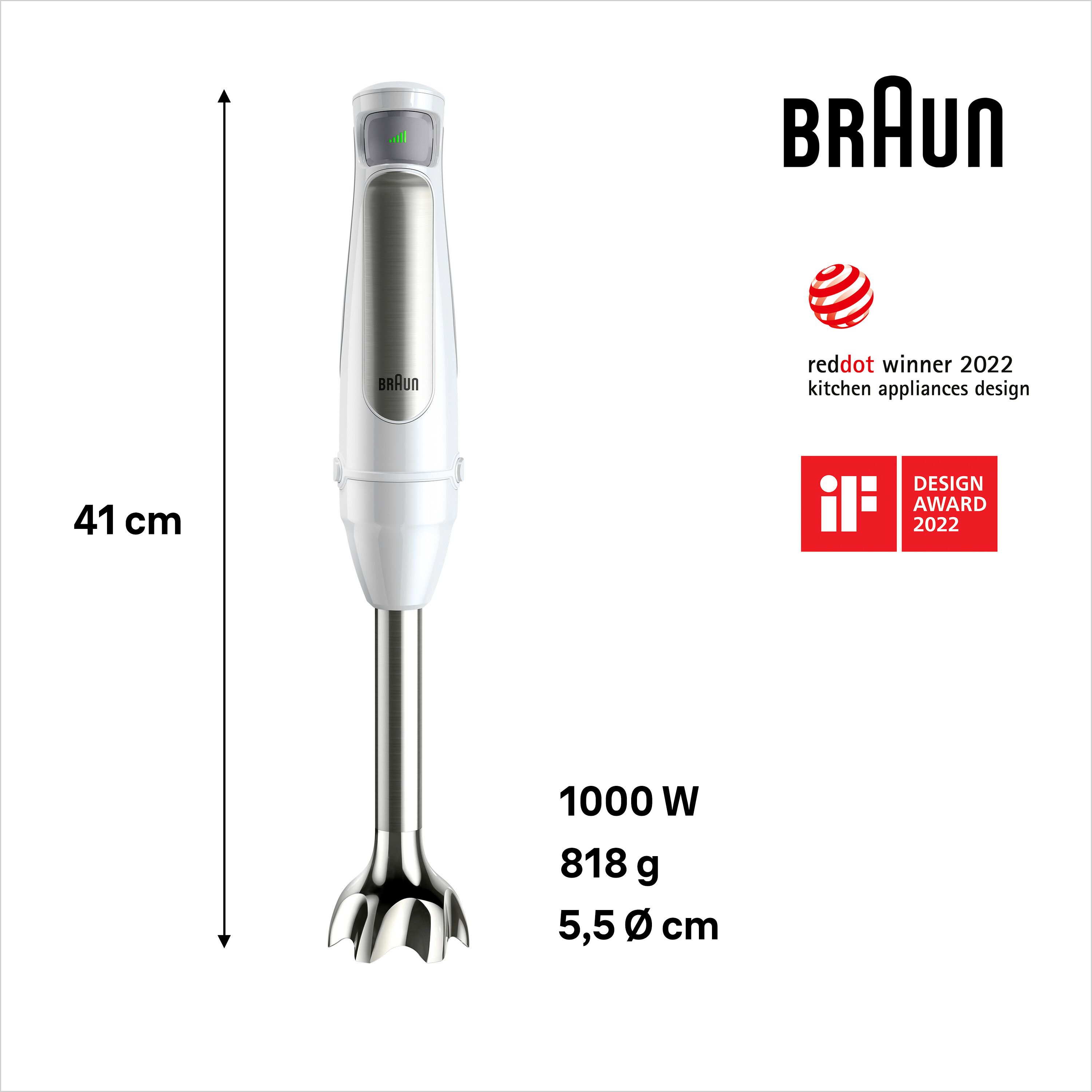 Braun MultiQuick 7 MQ7035IWH - Staafmixer - 1000W - RVS/Wit