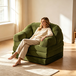 Canapé convertible 3 en 1, lit pliant 88 cm velours côtelé vert, banquette convertible avec poignée, fauteuil convertible sans montage pour salon chambre