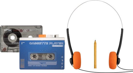 Bigben Cassettespeler REWIND+ – BTTAPEBL EPOK | Bluetooth | Blauw Oranje