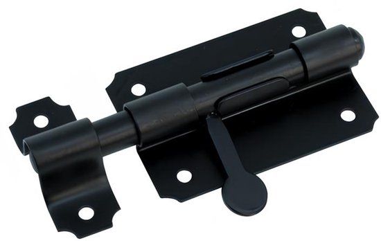 Waelbers Plaatgrendel Zwart - 80x60mm - Metaal - Gelakt