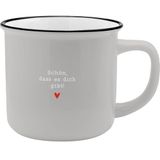 XL-Becher GRUSS & CO XL-Becher in Emailleoptik mit Motivdruck "Schön, dass es dich gibt"