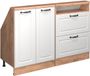 Vicco R-Line Keukenkast voor schuine wand – 120 cm Set van 2 Wit landhuis/gouden eik