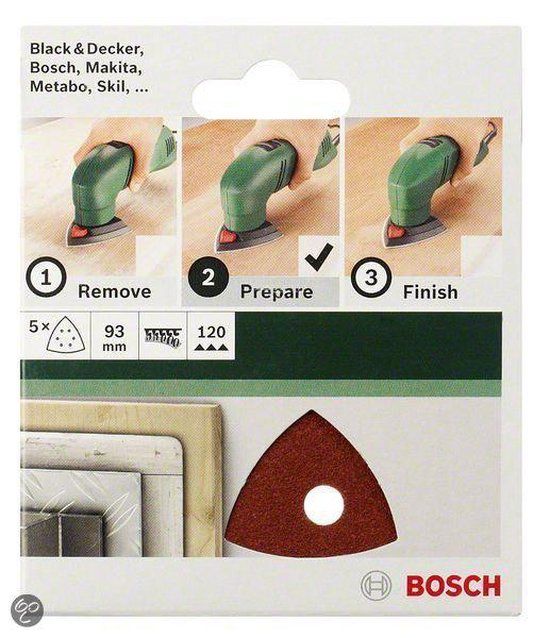 Bosch 5-delige schuurbladset voor deltaschuurmachines 82 mm ongeperforeerd - korrel 80
