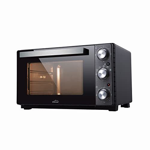 Lacor - 69327 - Elektrische oven op tafel, klein fornuis, convectie met stalen behuizing, temperatuur: 70 °C - 230 °C, 48 x 30 x 40 cm, inhoud: 28 l, zwart