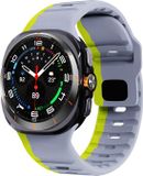 By Qubix Qubix - Wave siliconen bandje - Grijs met geel - Geschikt voor Samsung Galaxy Watch Ultra / Ultra 2 - 47mm