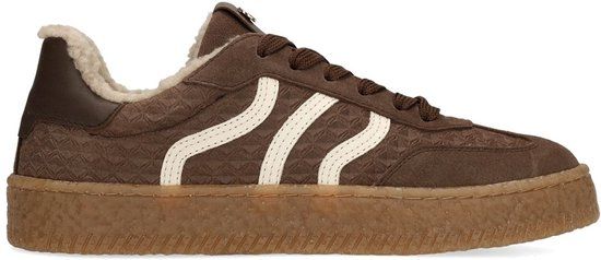 No Stress Dames Taupe Suède Sneakers met Bontvoering - Maat 39