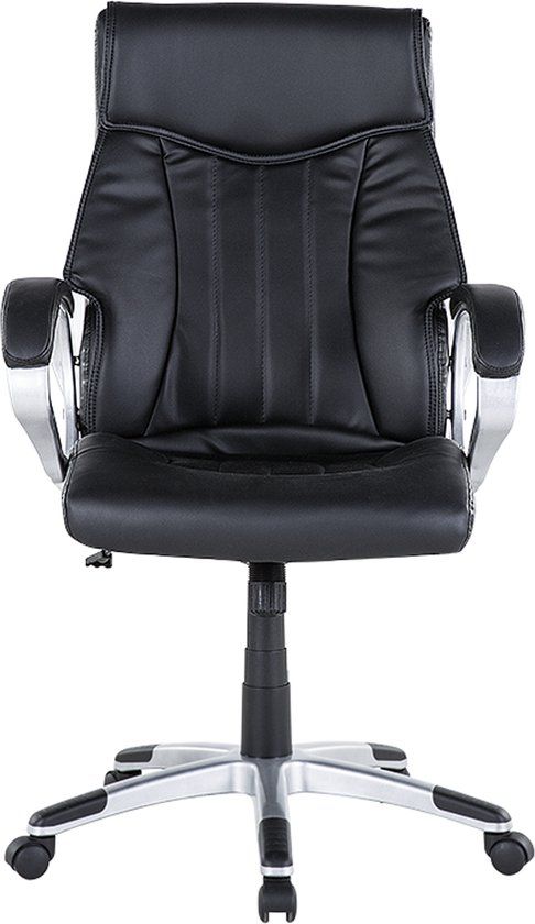 TRIUMPH Bureaustoel - Zwart Kunstleer - Draaibaar - Vaste Armleuningen