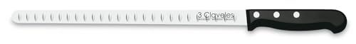 3 claveles Ham Knife, Alveolado, Stainless Steel-(29 cm), Black POM Handle
