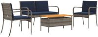 vidaXL Tuinset Grijs Poly Rattan