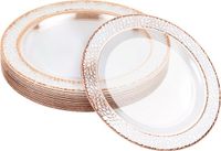 Matana – 20 Plastic Dinerborden, 26cm – Met Roségouden Rand