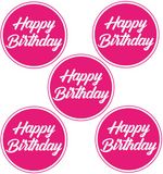 Bellatio Decorations Bierviltjes/onderzetters Happy Birthday - 20x stuks - fuchsia roze - D10 cm