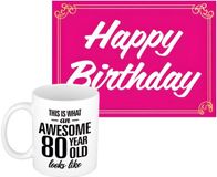 Bellatio Decorations Koffiemok 80 Jaar - Wit Keramiek - 300 ml