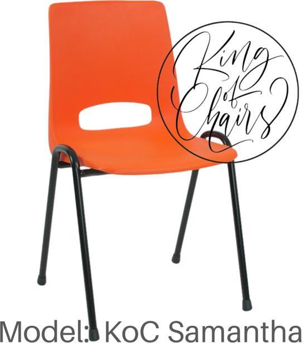 King of Chairs KoC Samantha oranje met zwart onderstel Kantinestoel