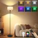 Lampe standard avec abat-jour en tissu, dimmable, style rétro, contrôle via application, 10W LED