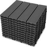 Merkloos Terrastegels - 33 Stuks - 3 m² - WPC Composiet Kunststof - 30x30cm - Antraciet - Vlondertegel Set