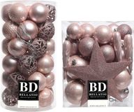 Bellatio Decorations 70x stuks - kunststof - kerstballen set - ster piek - lichtroze - mix afwerking
