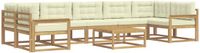 vidaXL - Chaise longue loungeset - 7 zitplekken - Wit en crème - Acacia hout