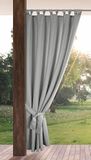 Eurofirany Tuingordijn met klittenbandlussen, 1 stuk, ondoorzichtig en weerbestendig, uv-bescherming, voor balkon, terras, pergola, paviljoen, 220 x 155 cm (h x b), grijs gemêleerd