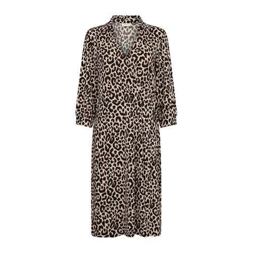 FREEQUENT FREEQUENT blousejurk FQYRSA-DRESS met dierenprint zwart/bruin