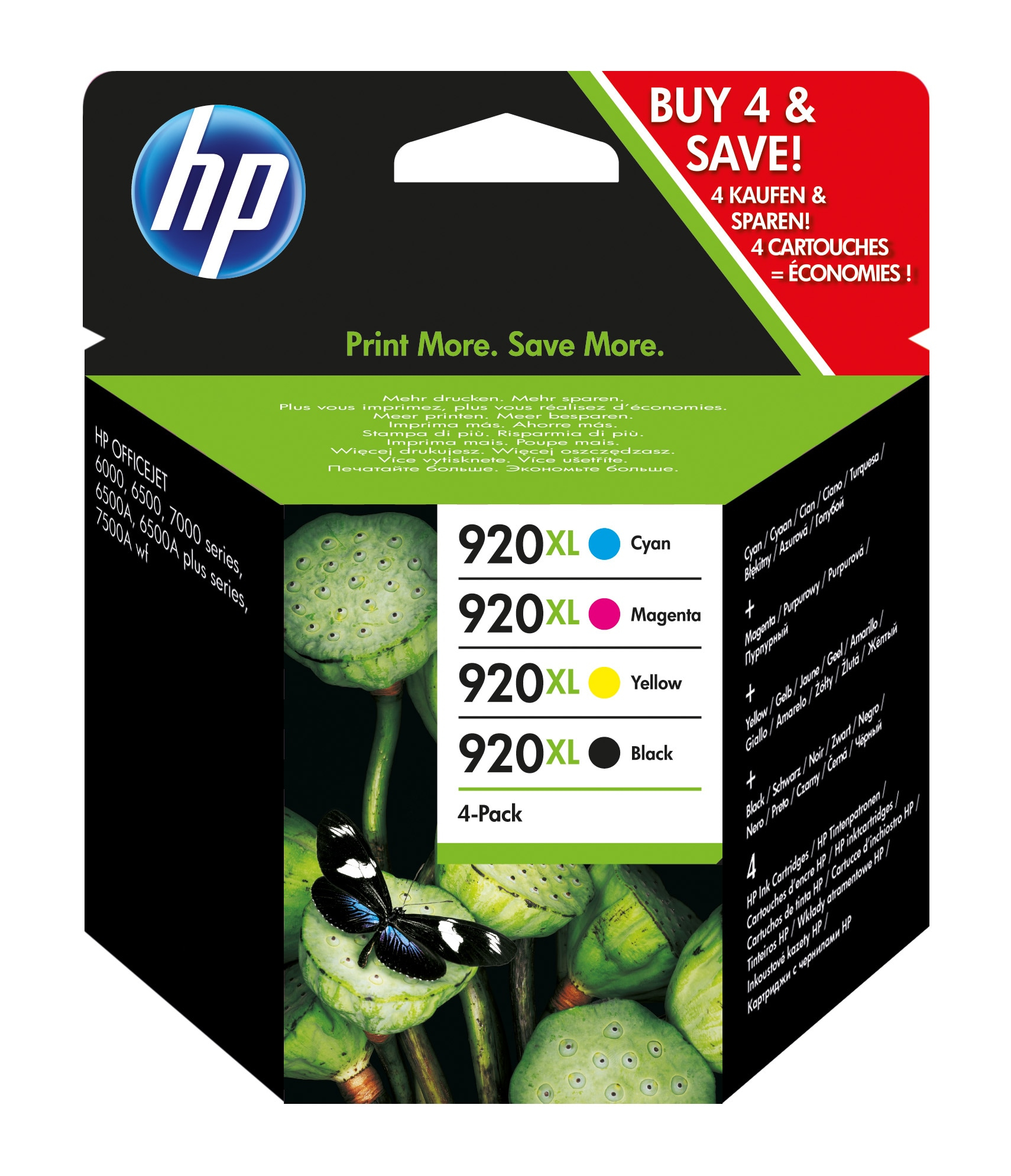 HP 920XL 4-pack High Yield Black/Cyan/Magenta/Yellow Original Ink Cartridges