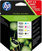 HP 920XL 4-pack High Yield Black/Cyan/Magenta/Yellow Original Ink Cartridges