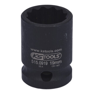 KS Tools KS Tools 1/2" 12-kant dopsleutel, kort, 19mm Aantal:1