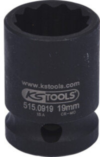 KS Tools KS Tools 1/2" 12-kant dopsleutel, kort, 19mm Aantal:1
