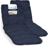 Beautissu Flair RL 2x Ligbedkussen Tuinkussen Ligstoel Blauw 190x60x8 cm