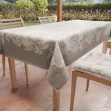 PETTI Artigiani Italiani Tafelkleed vuilafstotend, rechthoekig, 140 x 180 cm, 6 besteks, keukentafelkleed van microvezel, wasbaar, motief pioenrozen, grijs, 100% Made in Italy