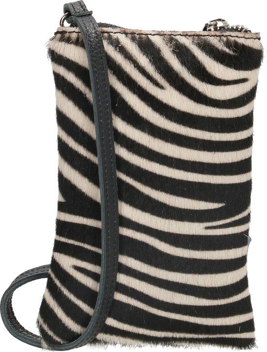 Charm London Elisa Telefoontasje - 100% Leer - Leren Tas - Zebra Print