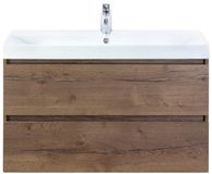 BES LED Maxx XL Badmeubelset 100 cm - Tabacco - Wastafel Just 1 Kraangat