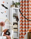 Melodieux Modieuze gordijnen met zigzagpatroon, verduisterend, met ringen, geluiddempend en warmte-isolerend, 132 x 243 cm, oranje (1 gordijnpaneel)