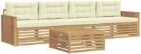 vidaXL - Buiten - bank - set - 5 - st - Wit - en - crèmekleurig - Massief - Acacia - Hout