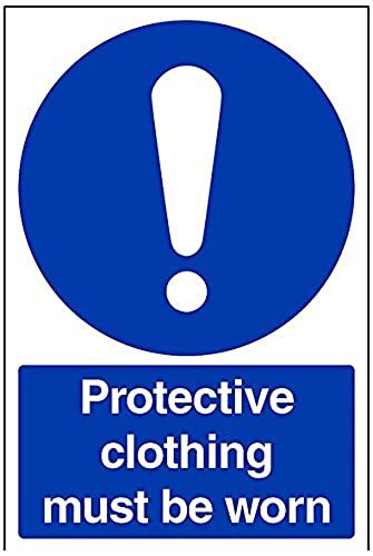 V Safety VSafety 44024AU-S Verplicht Catering Sign, Zelfklevend, Beschermende Kleding Moet Worn", Portret, 200 mm x 300 mm, Blauw