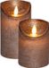 Anna's Collection bougies LED/bougies sur socle - 2x pièce - bronze - D7,5 cm - cire - blanc chaud