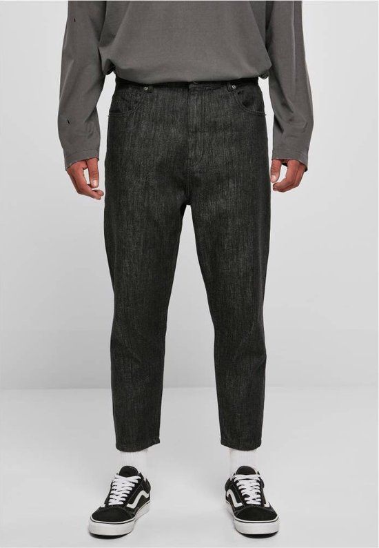 Urban Classics Cropped Tapered Jeans - Zwart - Maat W38