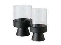 Boltze Pallas theelichthouder, zwart, 28-29 cm, 2 stuks