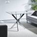 MODENUIT Table à manger - Carré avec verre trempé - Argent - 80x80x75 cm