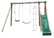 Navajos Portique & Toboggan de jardin en bois 330 x 260 x 230 cm - Tissu protection rouge