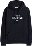 Tommy Hilfiger sweat à capuche coupe droite avec imprimé - bleu foncé