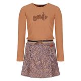 NONO midi jurk met tekst - bruin/blauw