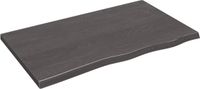 vidaXL - Wastafelblad - 100x60x(2-4) cm - Massief Eikenhout - Donkerbruin
