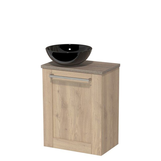 Maxaro Toiletmeubel met Waskom Keramiek Modulo Lichtbruin Eiken Kader 41 cm Eiken Blad