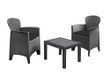 Spetebo Rotan tuinmeubelset antraciet - 2 stoelen met kussens + tuintafel - balkon set zitgroep rotan set