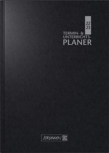 Brunnen 1075960903 Wochenkalender Lehrerkalender Termin- & Unterrichtsplaner 2022/2023 Lehrer-Sortiment 2 Seiten = 1 Woche Überformat A5: 17 x 24 cm Baladek-Einband schwarz