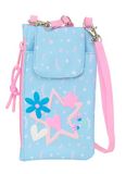 BLACKFIT8 SMILE Mobiele telefoonhouder, portemonnee, mobiele telefoon, comfortabel en veelzijdig, kwaliteit en sterkte, 19 x 10 cm, lichtblauw/lichtroze, M, casual