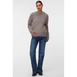 VERO MODA MATERNITY gebreide zwangerschapstrui met split, melée en wol - lichtbruin