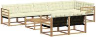 vidaXL Hoek loungeset 8 zitplaatsen Acacia hout Wit en crème