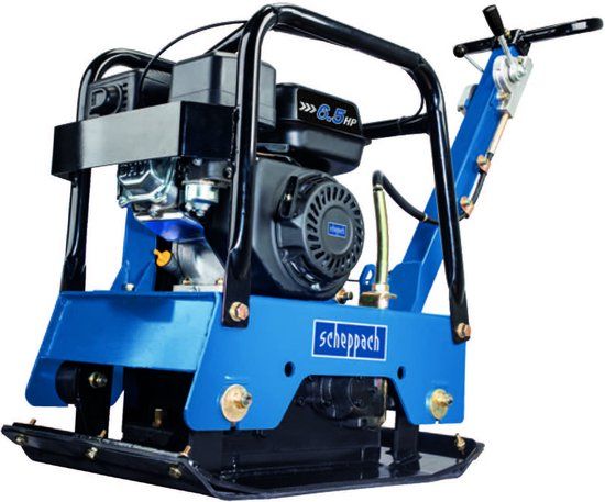Scheppach Trilplaat HP2500S - Omkeerbare Benzine Trilplaat 6,5 PK - 30.000 N Verdichtingskracht - Inclusief Transportwielen & Rubbermat - Voor Bestrating, Oprit en Terras